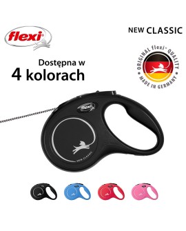 Smycz flexi automatyczna New Classic S linka 8 m - dla psa do 12 kg, kolor czarny