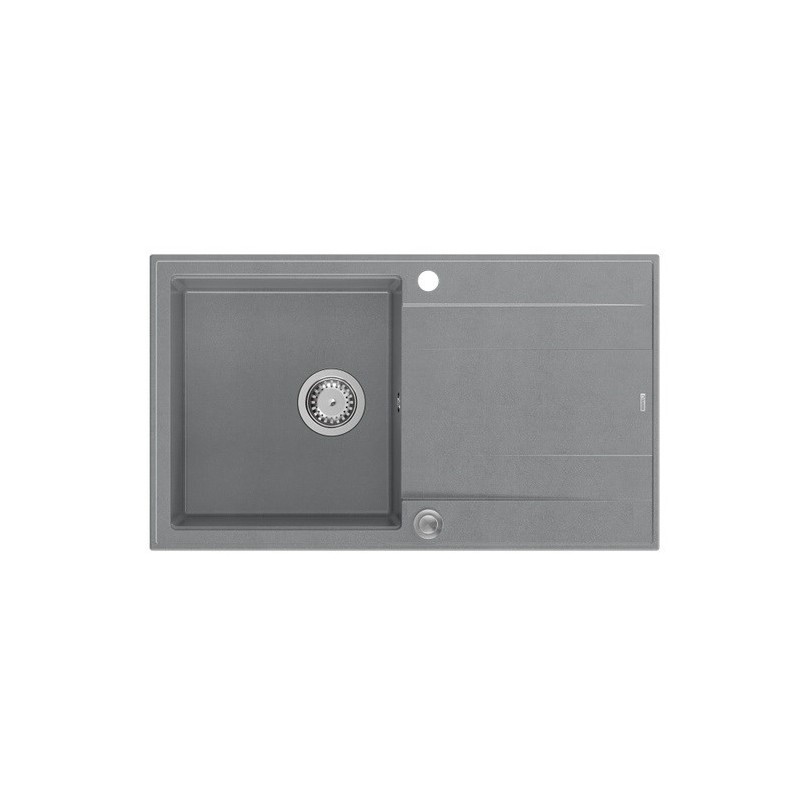 Zlewozmywak granitowy QUADRON EVAN 111 szary wpuszczany + syfon Push-2-Open