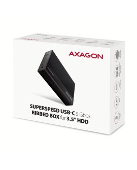 AXAGON EE35-GTR USB-C 3.2 Gen 1 - SATA 6G, Obudowa Zewnętrznego Dysku Twardego 3.5", Ryflowana - Czarna