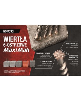 MAKITA WIERTŁO SDS MAX 42x1160x1300mm MAXI MAK 6-OSTRZOWE
