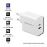 Qoltec 51715 Ładowarka sieciowa | 63W | 5-20V | 1.5-3A | USB typ C PD | USB QC 3.0 | Biała