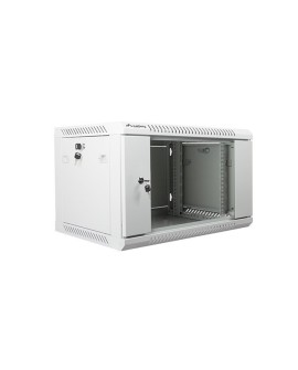 Szafa jednosekcyjna, zamykana na zamek Lanberg WF01-6406-10S (6U 368mm / 600mm / 450 mm wisząca Szklane 19'' kolor szary)