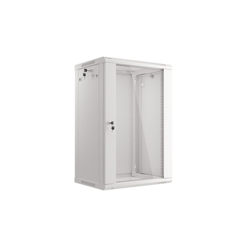 Szafa rack Lanberg WF01-6418-10S (18U 901mm / 600mm / 450 mm wisząca Szklane 19'' kolor szary)