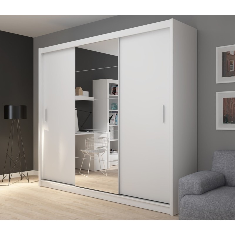 SZAFA FARO DRZWI PRZESUWNE LUSTRO 235CM BIEL MAT