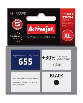 Activejet AH-655BR Tusz (zamiennik HP 655 CZ109AE Premium 20 ml czarny)