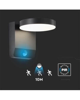 Projektor Oprawa Elewacyjna V-TAC 17W LED Czujnik Ruchu Okrągła Czarna IP65 VT-11020S-RD-B 4000K 2480lm