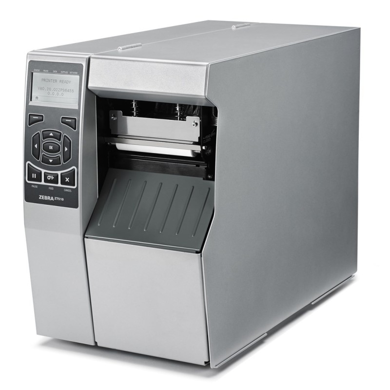 TT Printer ZT510 4", 300 dpi, Euro and UK cord, Serial, USB, Gigabit Ethernet, Bluetooth LE, Rewind, Mono, ZPL