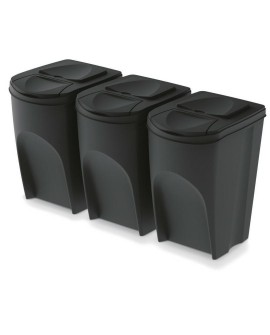 KEDEN KOSZ NA ŚMIECI SORTIBOX 35L SET 3 - CZARNY RECYKLING