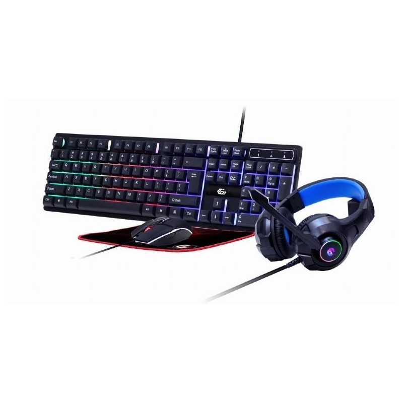 Gembird GGS-UMGL4-02 klawiatura Dołączona myszka USB QWERTY US English Czarny
