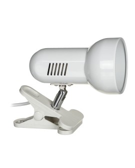 Lampka na biurko mocowana na klips kolor biały metalowa duży gwint E27