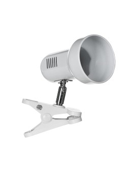 Lampka na biurko mocowana na klips kolor biały metalowa duży gwint E27