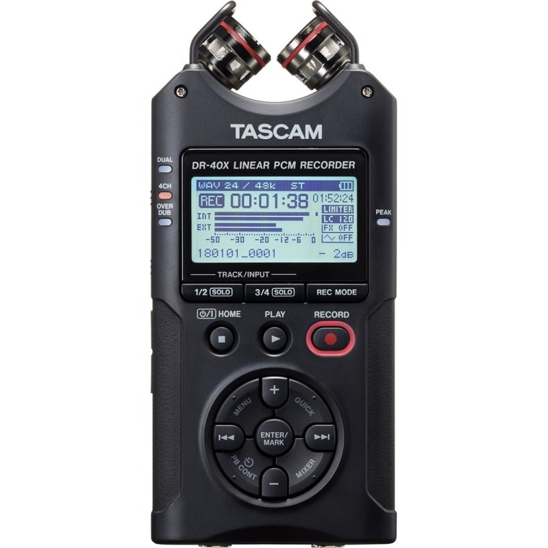Tascam DR-40X - Przenośny rejestrator cyfrowy z interfejsem USB, zapisujący 2 x stereo, 2 GB karta SD