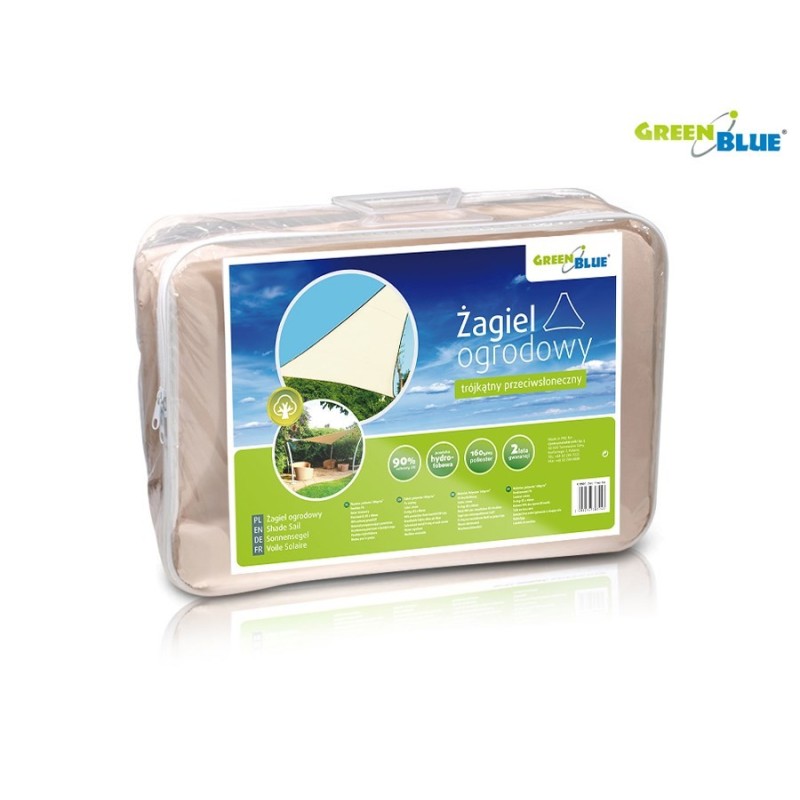 Żagiel ogrodowy zacieniacz UV poliester 3,6m trójkąt GreenBlue GB500 kremowy hydrofobowa powierzchnia