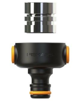 Fiskars 1027062 złącza węży ogrodowych Przyłącze węża Metal Czarny, Pomarańczowy, Srebrny 1 szt.