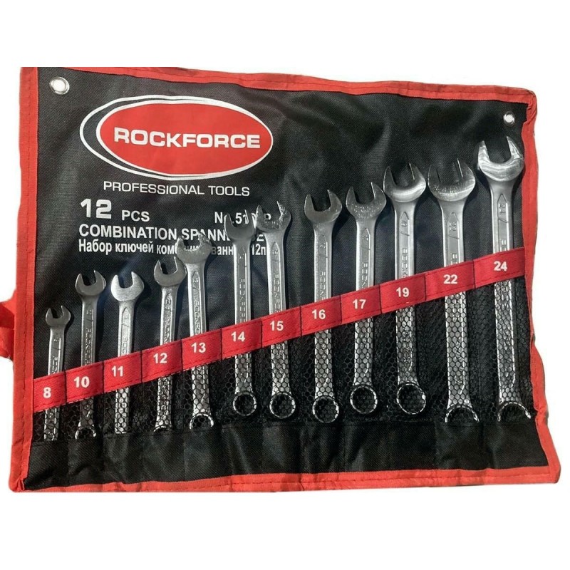 ROCKFORCE KLUCZ PŁASKO-OCZKOWY kpl.12el. (8-24mm)