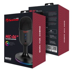 Marvo, gamingowy mikrofon, MIC-06, czarny, Podświetlenie RGB, wejście słuchawkowe, EOL
