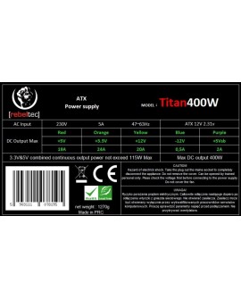 REBELTEC ZASILACZ ATX VER.2.31 BOX+KABEL TITAN 400