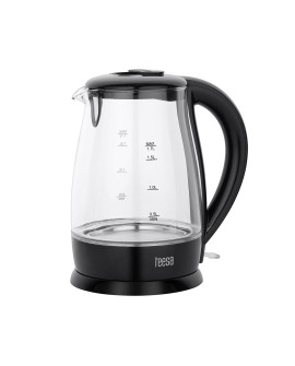 Czajnik elektryczny TEESA, szklany, 2200 W, czarny, 1,7 L