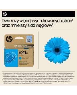 HP Oryginalny błękitny tusz 924e EvoMore
