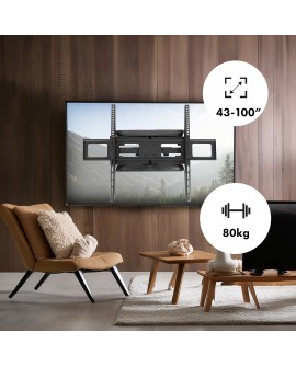 MACLEAN UCHWYT DO TV MAX VESA 800X600, 43-100", 80KG, REG.KĄTA W PIONIE I POZIOMIE, PROFIL 50-500MM, CZARNY MC-423