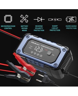 Qoltec 52483 Prostownik do akumulatora z funkcją naprawy | Inteligentna mikroprocesorowa ładowarka| 12V | 6A | LED | 4 tryby