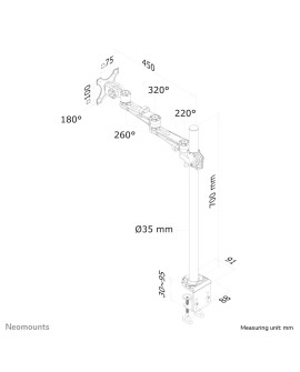 Neomounts FPMA-D935POLE70 uchwyt / stojak do monitorów 76,2 cm (30") Biurko Srebrny
