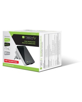 Techly I-WL-REPEATER2 router bezprzewodowy Fast Ethernet Czarny, Biały