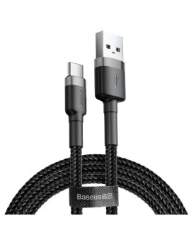 Kabel Baseus Cafule CATKLF-BG1 (USB 2.0 - USB typu C 1m kolor szaro-czarny)
