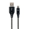 GEMBIRD PREMIUM KABEL USB-C 2.0 (AM/CM) METALOWE WTYKI, OPLOT NYLONOWY 2M, CZARNO/BIAŁY