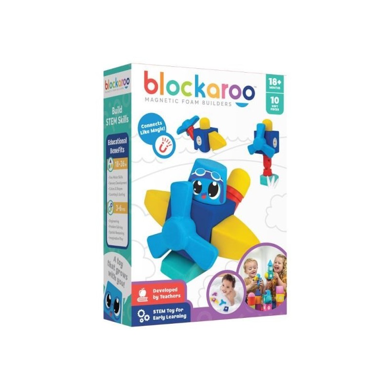 KLOCKI MAGNETYCZNE CLICS BLOCKAROO 301002 MAŁY SAMOLOT - PIANKOWE DO ZABAWY W WODZIE - 10 ELEMENTÓW