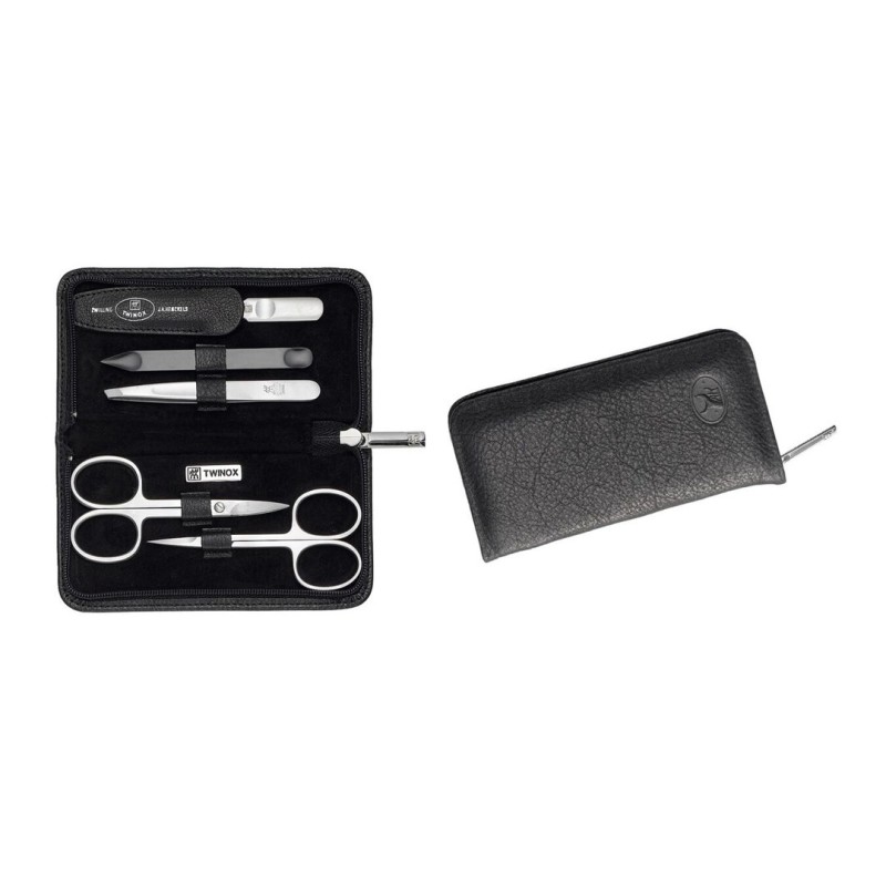 Zestaw do manicure Zwilling Twinox – czarne, skórzane etui, 5 elementów - Czarny