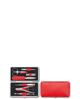 Zestaw podróżny do manicure ZWILLING 97093-002-3 Twinox – czerwone, skórzane etui, 7 elementów