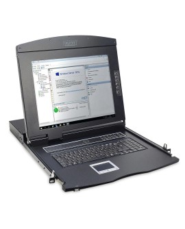 Konsola modularna KVM 17'' LCD TFT, 8 portów VGA, touchpad, klawiatura US, czarny