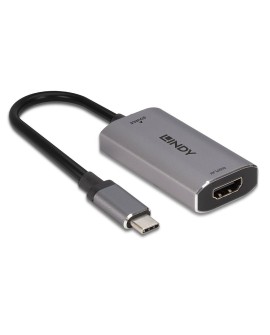 Lindy 43327 adapter kablowy 0,11 m USB Type-C HDMI Czarny, Szary