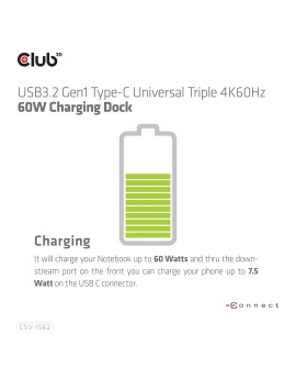 CLUB3D CSV-1562 stacja dokująca Dokujący USB 3.2 Gen 1 (3.1 Gen 1) Type-C Czarny