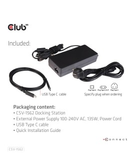 CLUB3D CSV-1562 stacja dokująca Dokujący USB 3.2 Gen 1 (3.1 Gen 1) Type-C Czarny