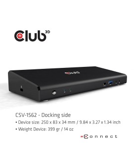 CLUB3D CSV-1562 stacja dokująca Dokujący USB 3.2 Gen 1 (3.1 Gen 1) Type-C Czarny