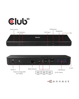 CLUB3D CSV-1562 stacja dokująca Dokujący USB 3.2 Gen 1 (3.1 Gen 1) Type-C Czarny