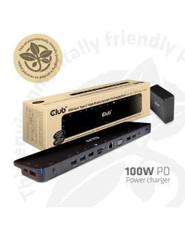 CLUB3D CSV-1564W100 stacja dokująca Dokujący USB 3.2 Gen 1 (3.1 Gen 1) Type-C Czarny