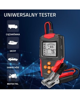 QOLTEC TESTER AKUMULATORA Z WYŚWIETLACZEM LCD |12V | 24V | 3AH-200AH