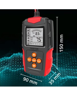 QOLTEC TESTER AKUMULATORA Z WYŚWIETLACZEM LCD |12V | 24V | 3AH-200AH