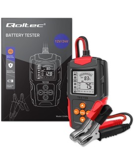 QOLTEC TESTER AKUMULATORA Z WYŚWIETLACZEM LCD |12V | 24V | 3AH-200AH