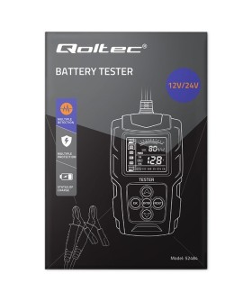 QOLTEC TESTER AKUMULATORA Z WYŚWIETLACZEM LCD |12V | 24V | 3AH-200AH