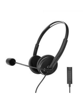 Energy Sistem Headset Office 2+ Czarny, wtyczka USB i 3,5 mm, regulacja głośności, wysuwany mikrofon na wysięgniku. Sistem
