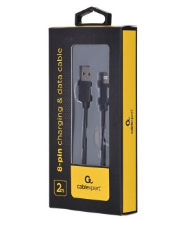 Kabel GEMBIRD CC-USB2-AMLM-2M (USB 2.0 M - Lightning M 2m kolor czarny)