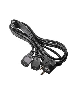 Akyga AK-PC-04A kabel zasilające Czarny 1,8 m CEE7/7 Panel 2 x C13