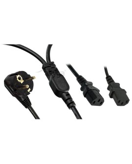 Akyga AK-PC-04A kabel zasilające Czarny 1,8 m CEE7/7 Panel 2 x C13