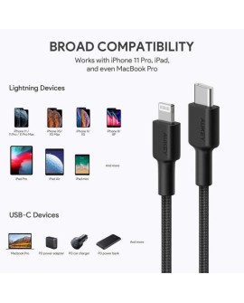 AUKEY CB-CL03 NYLONOWY KABEL USB C-LIGHTNING 2M PD