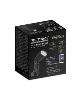 Oprawa ogrodowa V-TAC VT-5167 7W LED SMART WiFI IP65 RGB+3000K-6500K 520lm (SKU 3014) Czarny