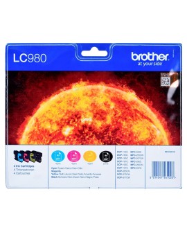 Brother LC-980VALBP nabój z tuszem Oryginalny Czarny, Błękitny, Purpurowy, Żółty Wielopak 4 szt.